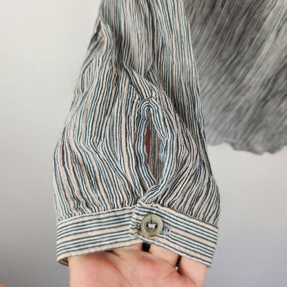Vero Moda Striped Lightweight Henley Button Long Sleeve Blouse sz S - Picture 5 of 8